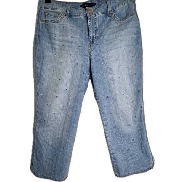 Bandolino Cotton Blend Polka Dot Embellished‎ Mandi Capri In Size 8 - Picture 1 of 9